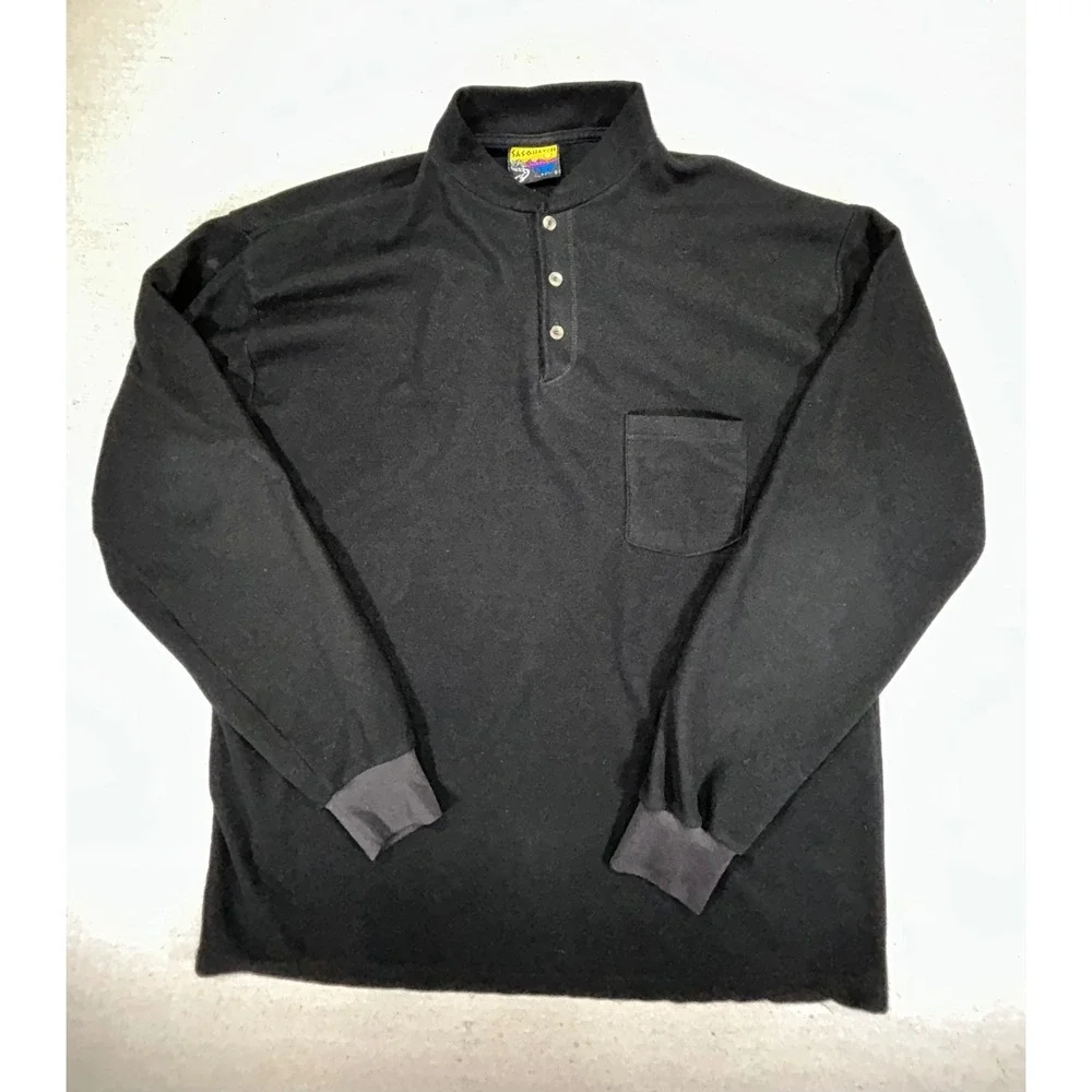 Vintage Sasquatch Mens XL Fleece‎ Henley Pullover Mock Neck Long Sleeve USA